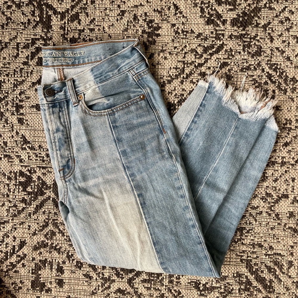 American eagle two tone high wasted denim capri